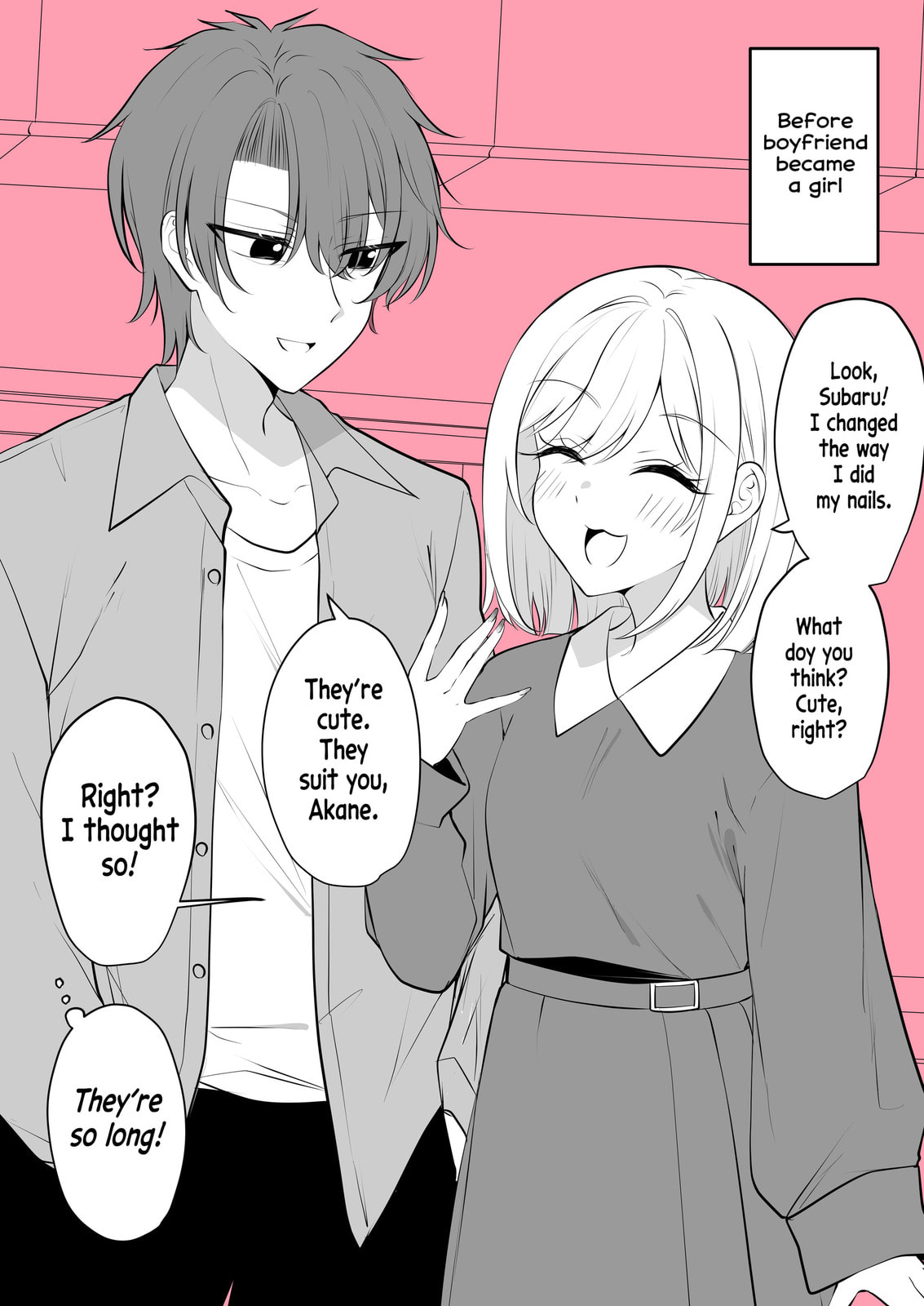 Aru Hi Kareshi ga Onnanoko ni Natte Shimatta Couple no Nichijou Chapter 58 page 1 - 