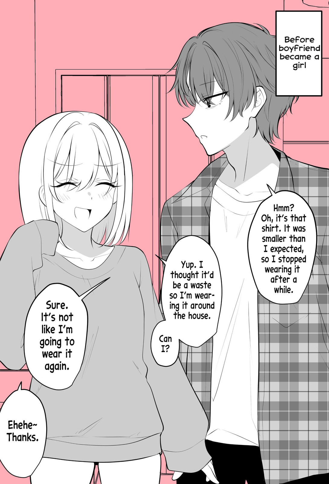 Aru Hi Kareshi ga Onnanoko ni Natte Shimatta Couple no Nichijou Chapter 64 page 1 - 