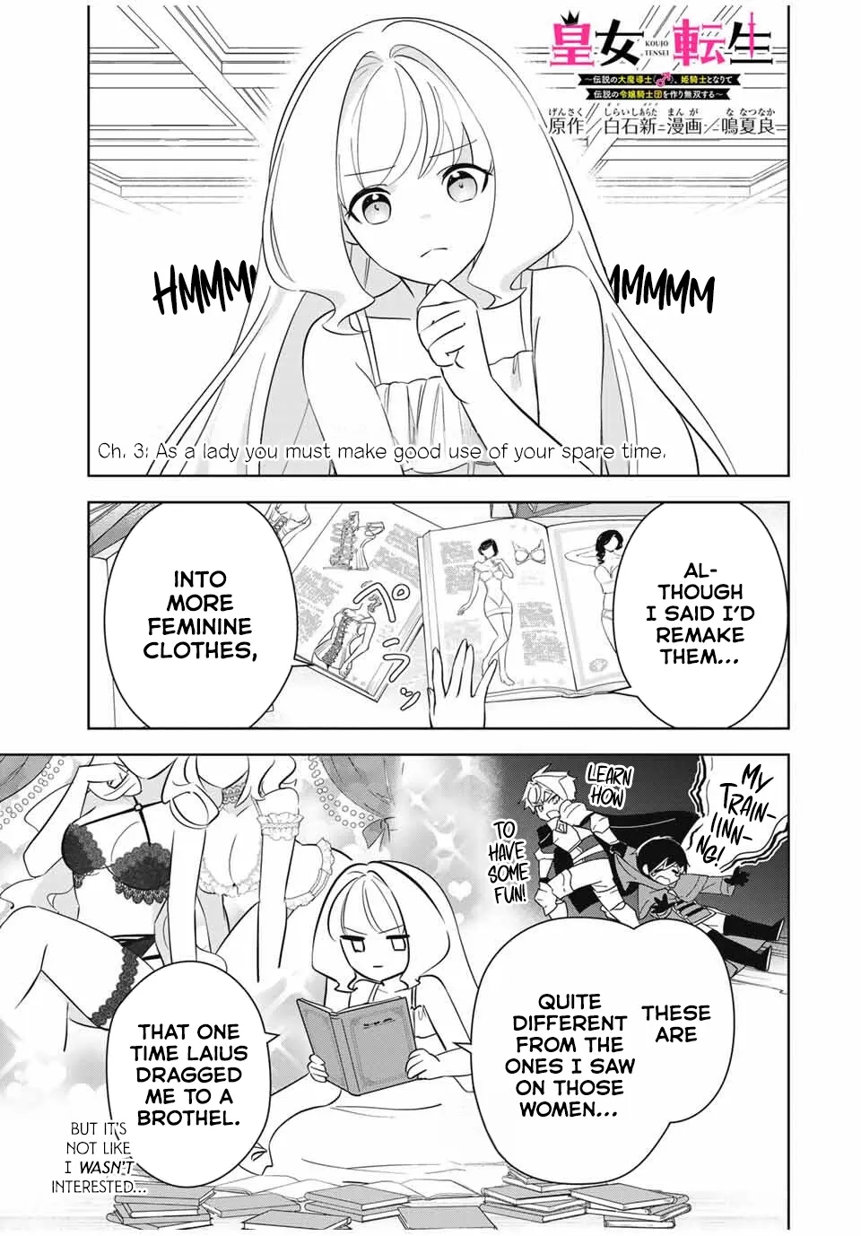 Koujo Tensei: Densetsu no Dai Madoushi (♂), Hime Kishi to Narite Densetsu no Reijou Kishidan o Tsukuri Musou Suru Chapter 3 page 1 - 