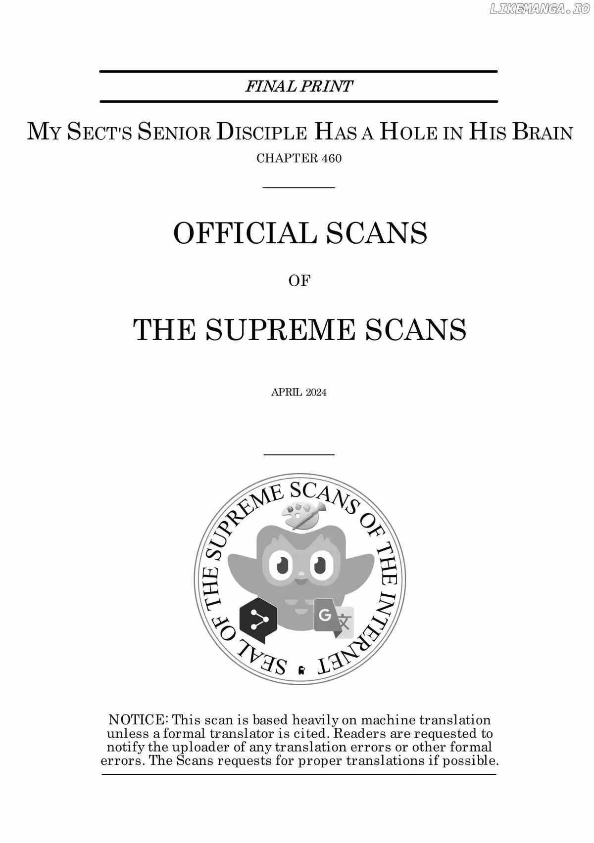 My Sect's Senior Disciple Has a Hole in His Brain Chapter 460 page 1 - 
