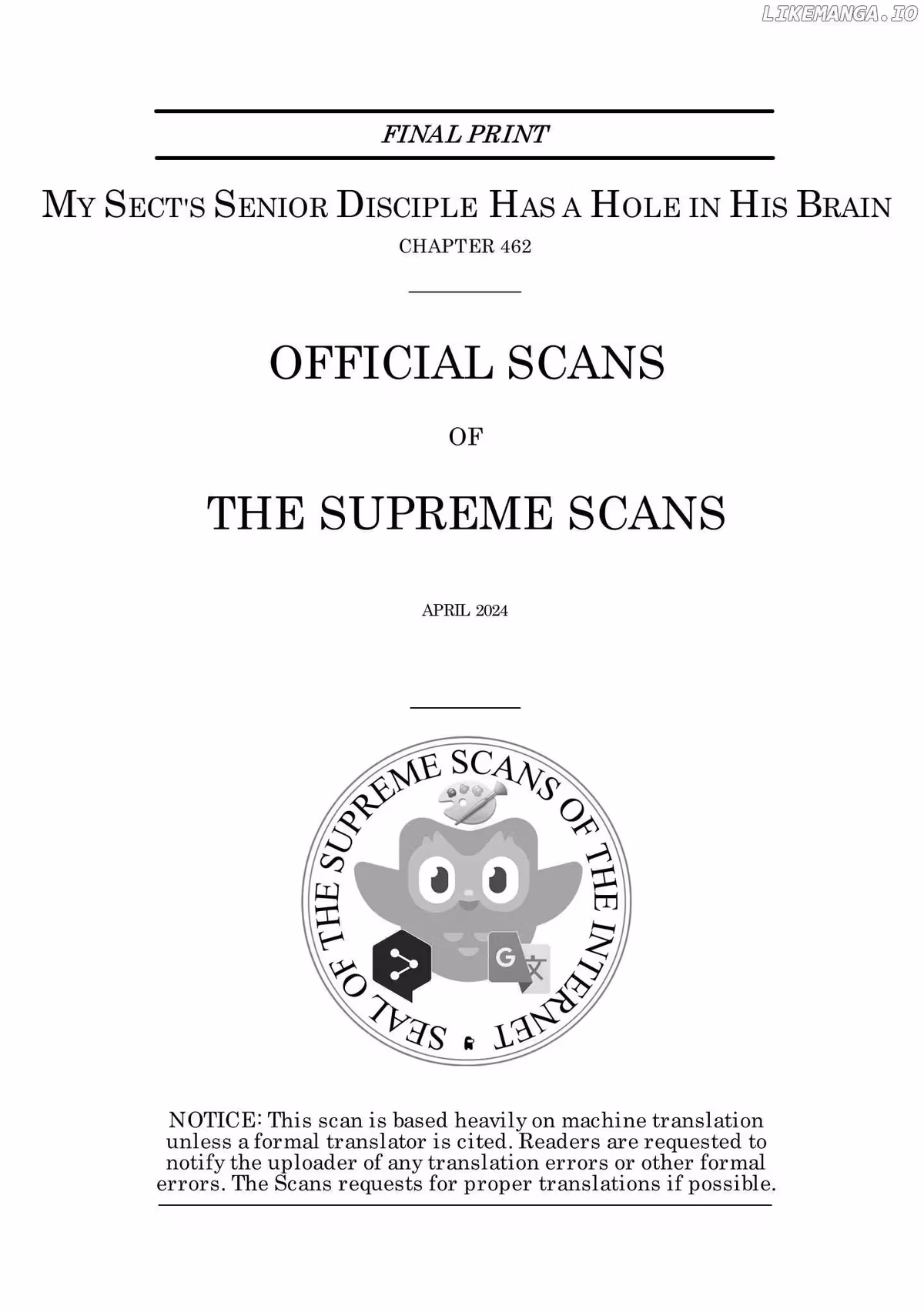 My Sect's Senior Disciple Has a Hole in His Brain Chapter 462 page 1 - 
