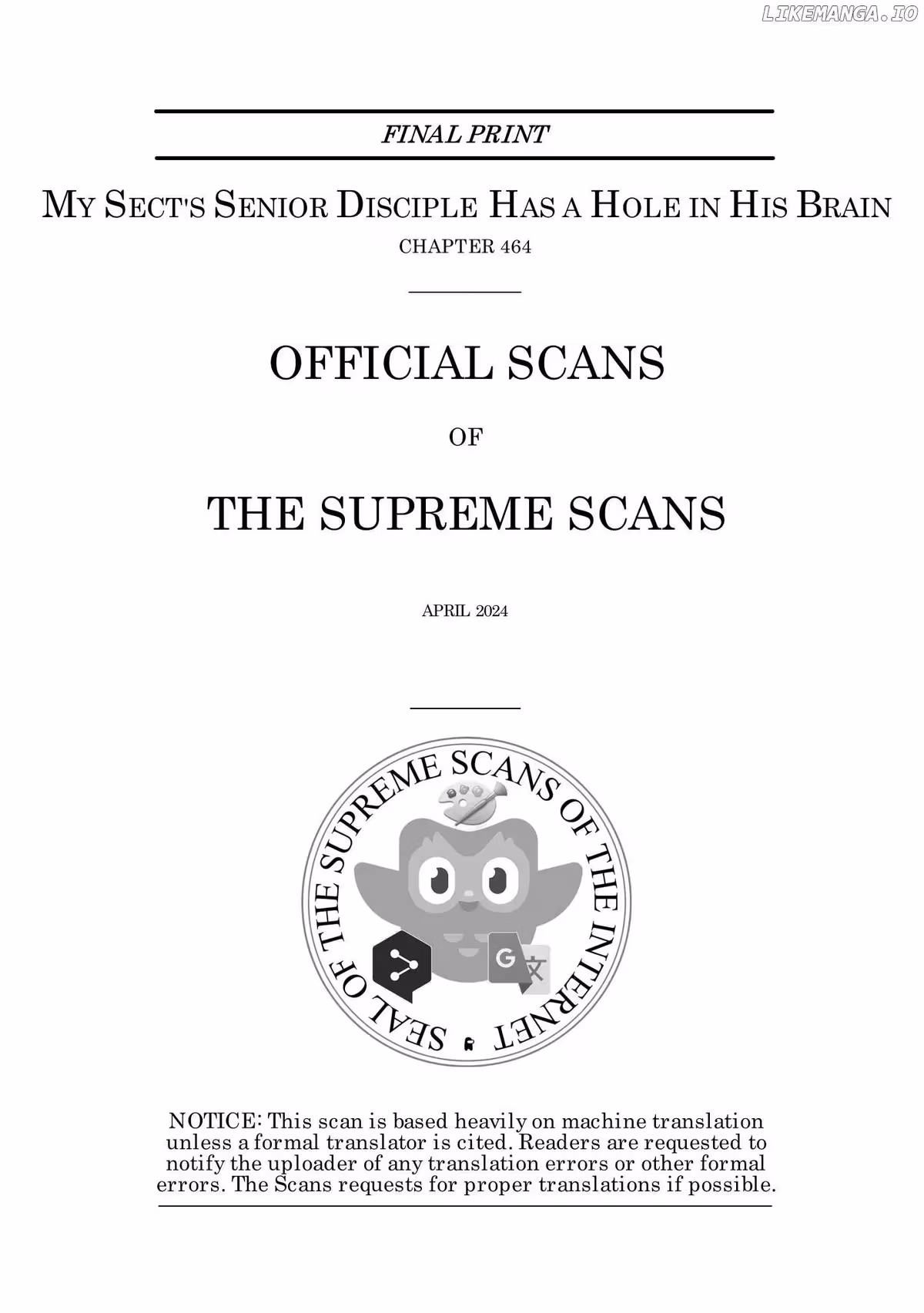 My Sect's Senior Disciple Has a Hole in His Brain Chapter 464 page 1 - 