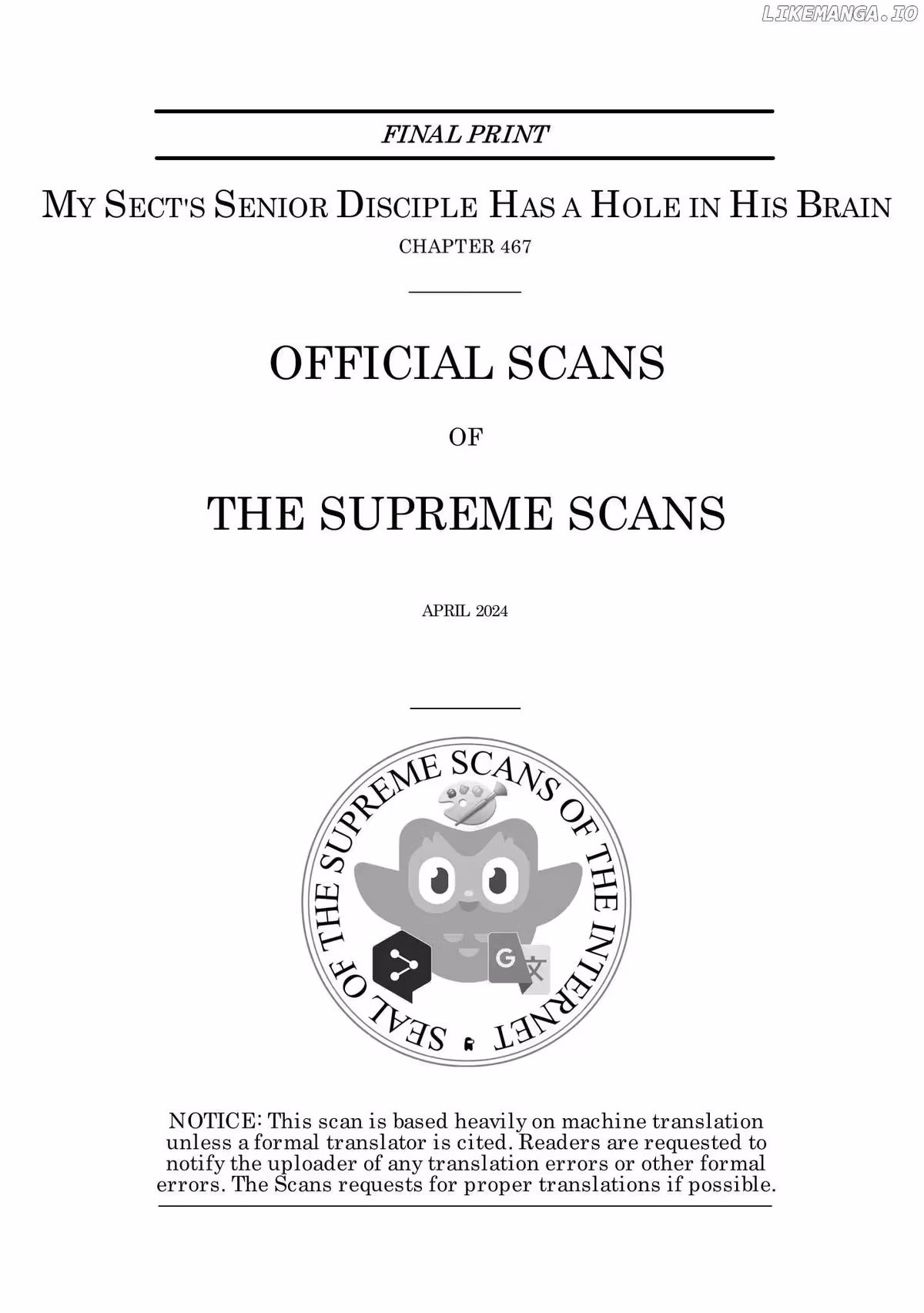 My Sect's Senior Disciple Has a Hole in His Brain Chapter 467 page 1 - 