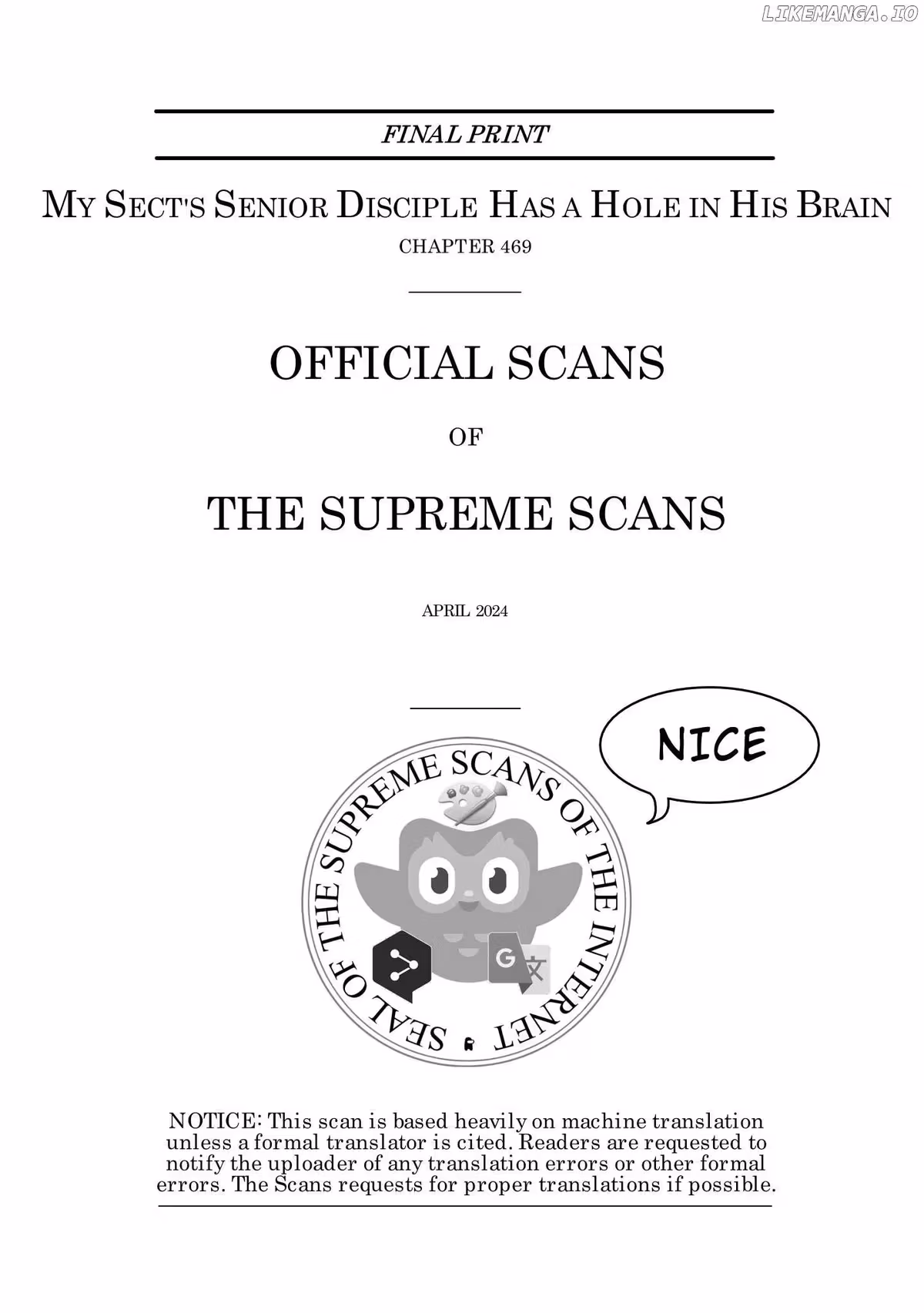 My Sect's Senior Disciple Has a Hole in His Brain Chapter 469 page 1 - 