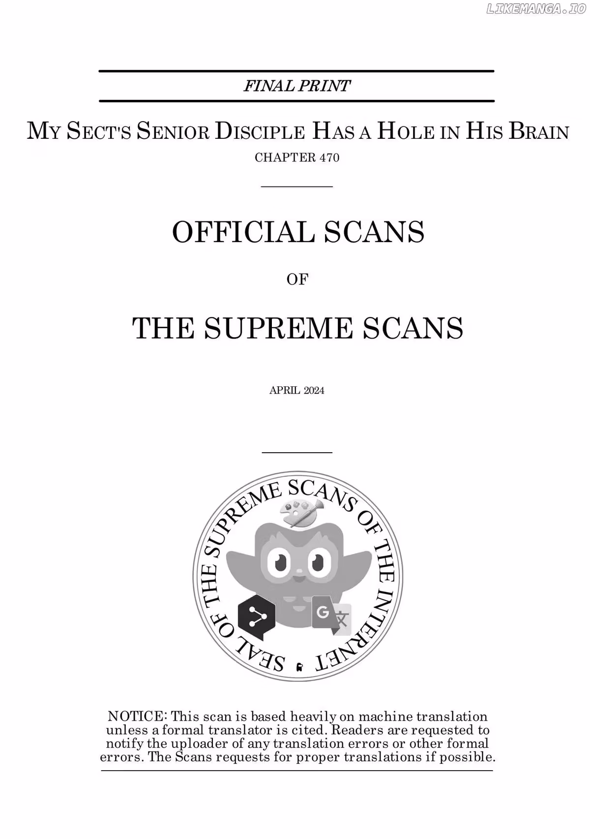 My Sect's Senior Disciple Has a Hole in His Brain Chapter 470 page 1 - 