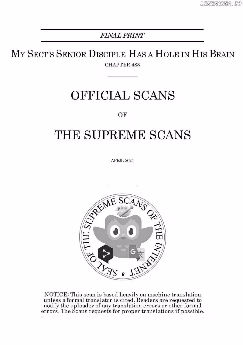 My Sect's Senior Disciple Has a Hole in His Brain Chapter 488 page 1 - 