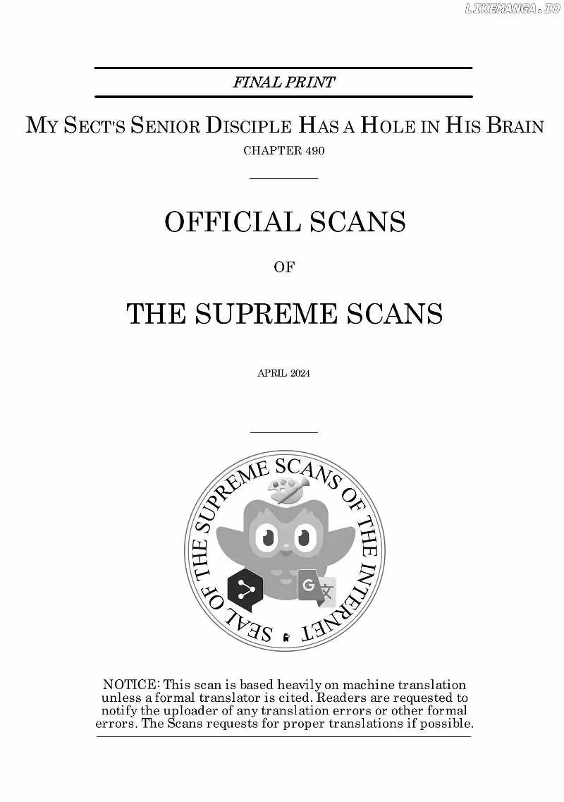 My Sect's Senior Disciple Has a Hole in His Brain Chapter 490 page 1 - 