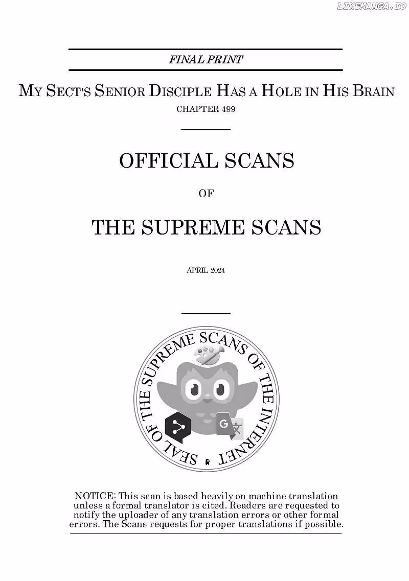 My Sect's Senior Disciple Has a Hole in His Brain Chapter 499 page 1 - 