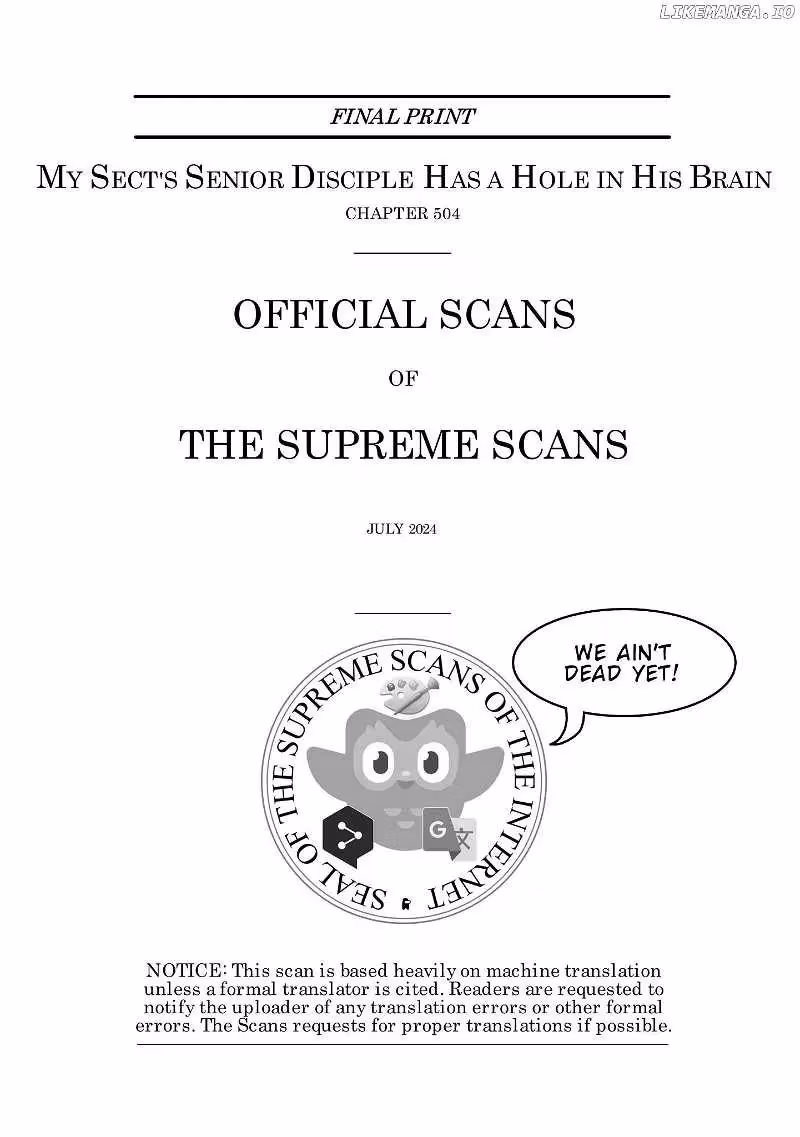 My Sect's Senior Disciple Has a Hole in His Brain Chapter 504 page 1 - 
