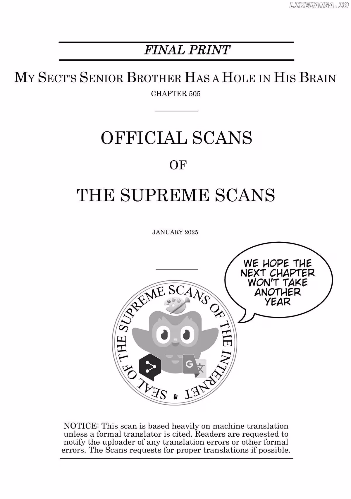 My Sect's Senior Disciple Has a Hole in His Brain Chapter 505 page 1 - 