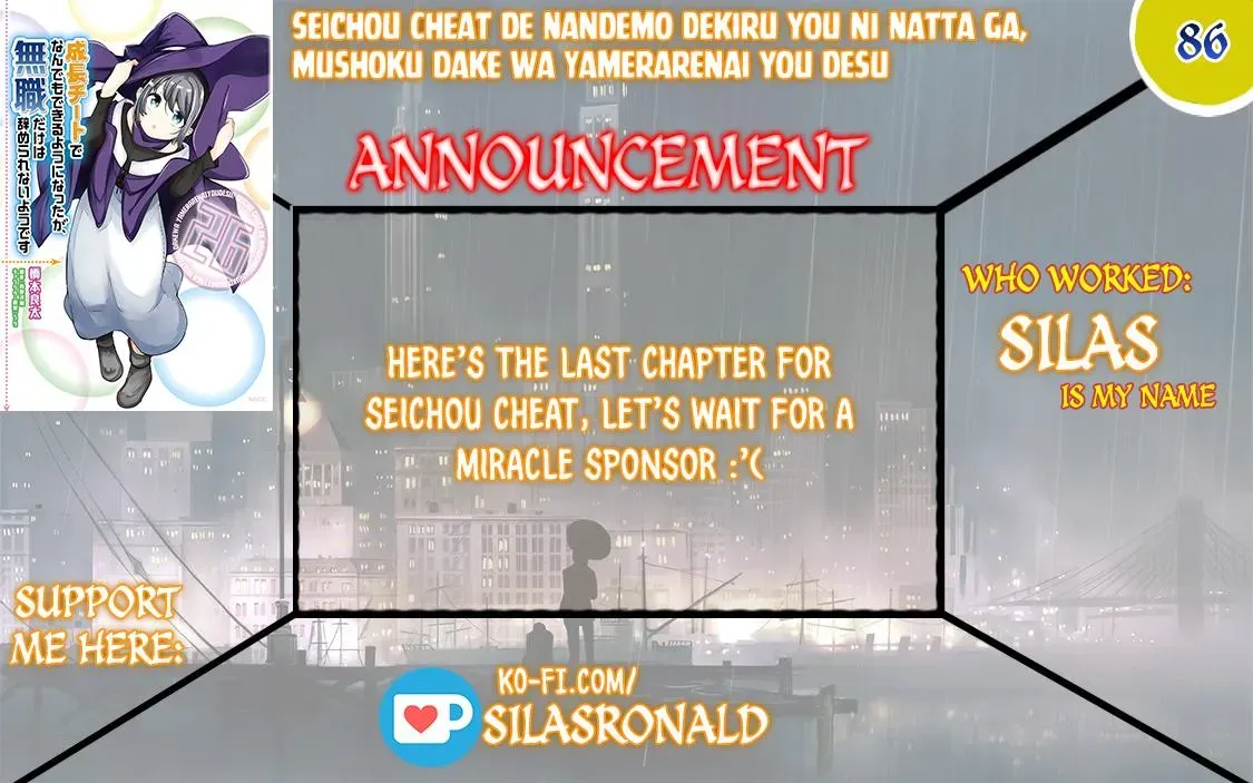 Seichou Cheat de Nandemo Dekiruyou ni Natta ga, Mushoku dake wa Yamerarenai you desu Chapter 86 page 1 - 