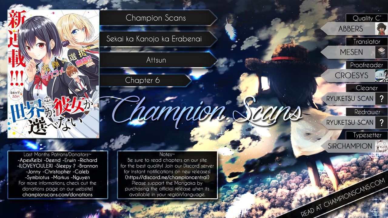 Sekai ka Kanojo ka Erabenai Chapter 6 page 1 - 