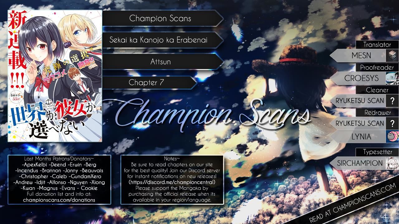 Sekai ka Kanojo ka Erabenai Chapter 7 page 1 - 