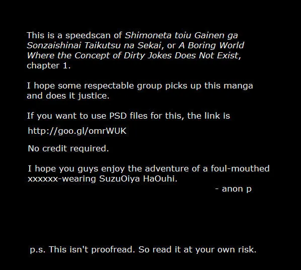 SHIMONETA: A Boring World Where the Concept of Dirty Jokes Doesn’t Exist Chapter 1 page 1 - 